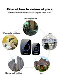 FPC Wireless Waterproof Doorbell with 300M Range & LED Night Light – Intelligent Home Call Bell, UK Plug, 1 Button + 1 Receiver  - Image 3