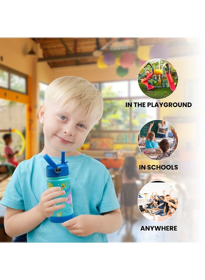 بيبا بيغ زجاجة مياه معزولة بتصميم Peppa Pig George Pig مزودة بقشة ومقبض - ترمس حراري مزدوج الجدار من الفولاذ المقاوم للصدأ للمياه الساخنة والباردة، زجاجة مياه للأطفال مقاومة للتسرب وقابلة لإعادة الاستخدام - Image 4