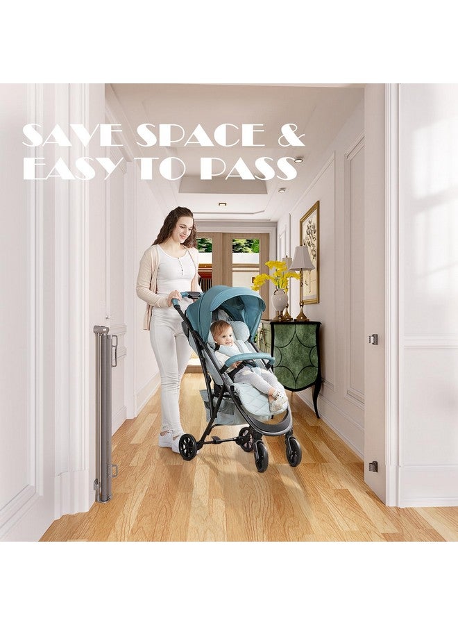 بابيبي بوابات بابي باي القابلة للسحب للأطفال، عريضة جدًا | بوابات للكلاب بعرض 55 بوصة وارتفاع 38 بوصة للسلالم | للاستخدام الداخلي والخارجي | بوابات للأطفال للمداخل، والشرفات، والشرفات، والممرات، والفناء - رمادي - Image 5