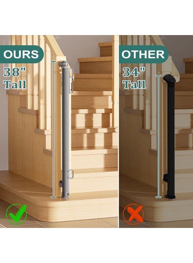 بابيبي بوابات بابي باي القابلة للسحب للأطفال، عريضة جدًا | بوابات للكلاب بعرض 55 بوصة وارتفاع 38 بوصة للسلالم | للاستخدام الداخلي والخارجي | بوابات للأطفال للمداخل، والشرفات، والشرفات، والممرات، والفناء - رمادي - Image 3