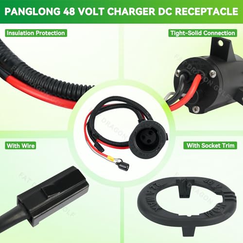 Panglong Club Car Precedent Charger Receptacle with Socket Trim-Club Car Precedent Charger Port, 48 Volt Charger DC Receptacle Port, Fits 2004-2013 Club Car Precedent Electric, OEM #103375501 - Image 2