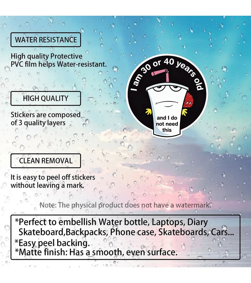 ملصقات زجاجة ماء PVC مضحكة لطيفة ملصق لابتوب - Image 3