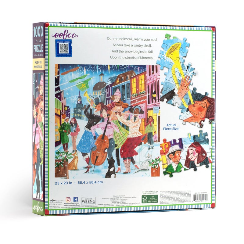 eeBoo 1000 Piece Puzzle  Music in Montreal Jigsaw Puzzle for Adults Square 23 x 23 Made with Recycled Board  VegetableBased Ink - Image 3