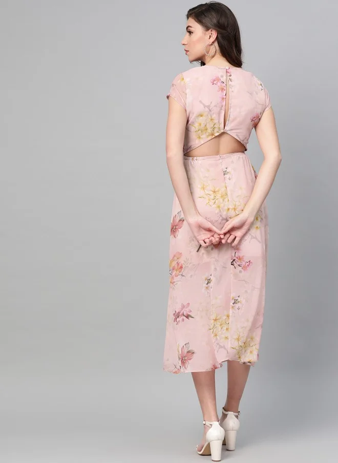 SASSAFRAS Floral Printed A-Line Dress for Women