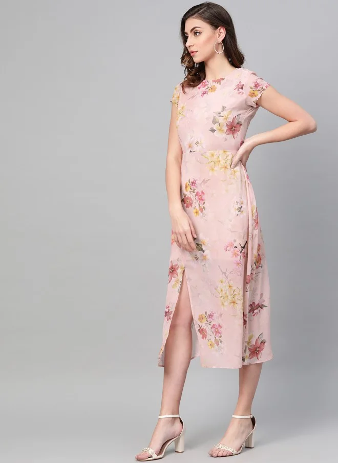 SASSAFRAS Floral Printed A-Line Dress for Women