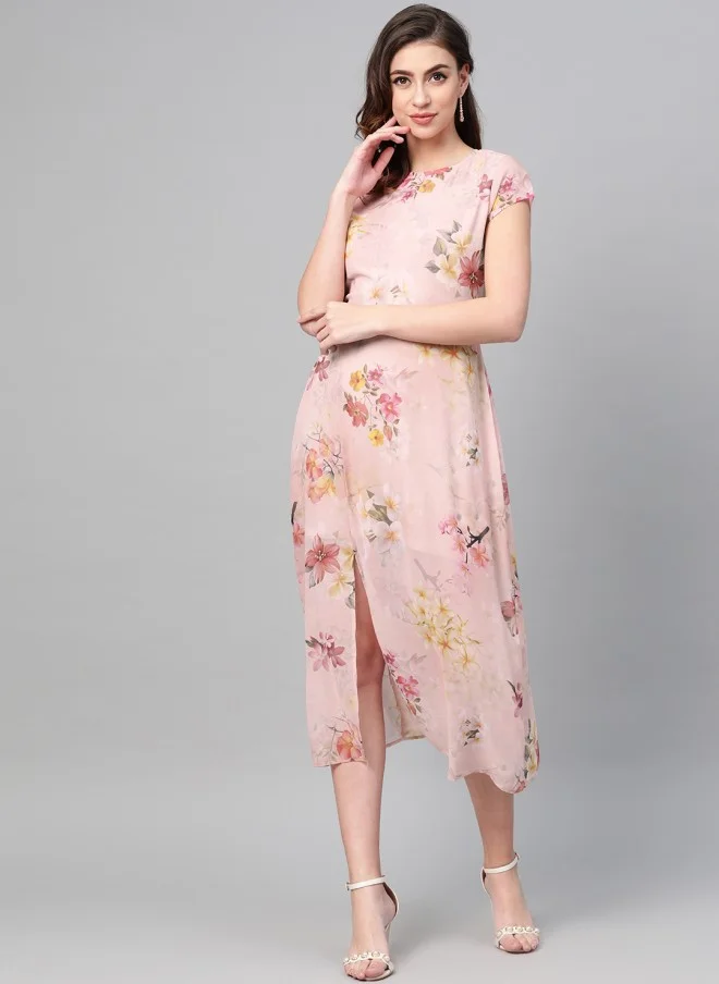SASSAFRAS Floral Printed A-Line Dress for Women
