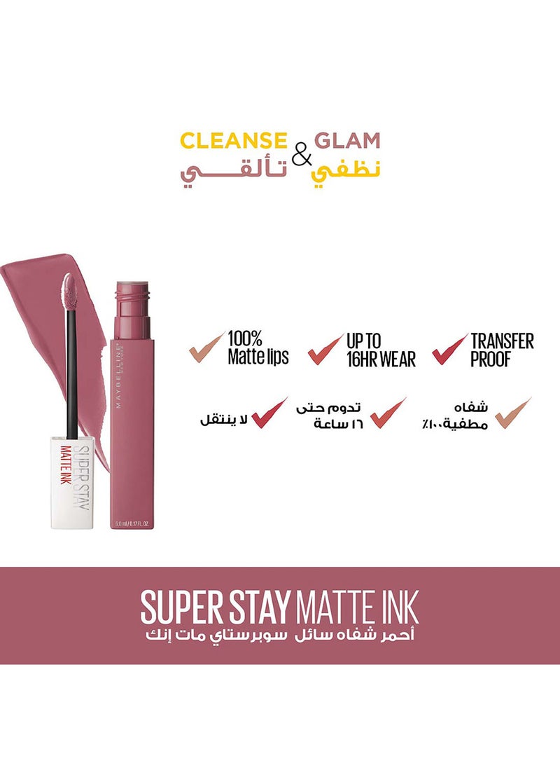 MAYBELLINE NEW YORK - Maybelline New York & Garnier Cleanse & Glam Bundle: Micellar Cleansing Water in Oil 400ML , Hyper Easy Eyeliner, SuperStay Matte Ink - Image 1