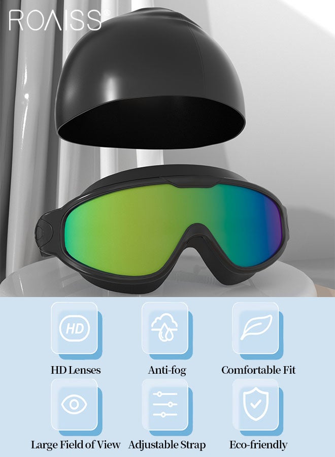 رويس مجموعة نظارات سباحة للبالغين مكونة من 4 قطع، نظارات سباحة عالية الوضوح مقاومة للماء ومضادة للضباب، معدات السباحة في حمام السباحة والشاطئ بما في ذلك النظارة وقبعة السباحة ومشبك الأنف وسدادات الأذن - Image 2