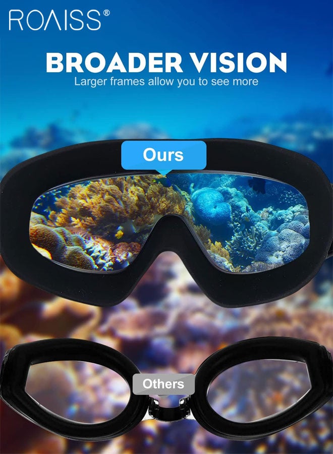 رويس مجموعة نظارات سباحة للبالغين مكونة من 4 قطع، نظارات سباحة عالية الوضوح مقاومة للماء ومضادة للضباب، معدات السباحة في حمام السباحة والشاطئ بما في ذلك النظارة وقبعة السباحة ومشبك الأنف وسدادات الأذن - Image 4