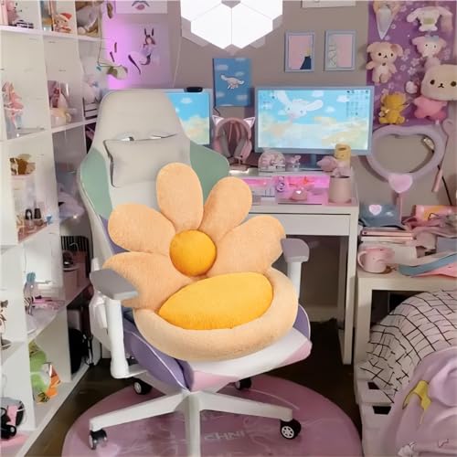 Ditucu Flower Shape Chair Pillow Cute Seat Cushion 19 inch Comfy Lazy Sofa Floor Pillows Dorm Seating for Bedroom Decor Orange - Image 3