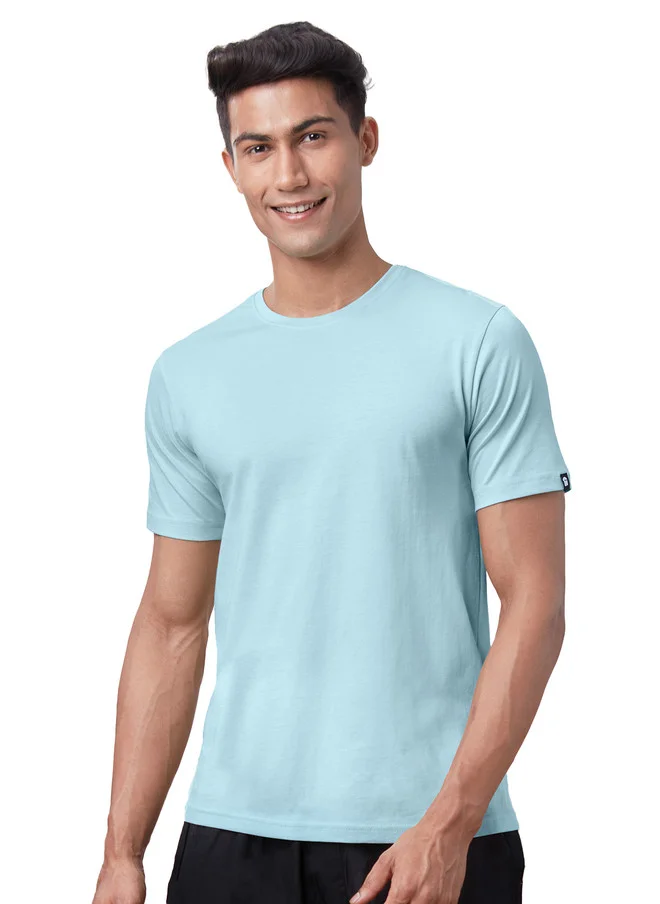 The Souled Store Men's Regular Fit Solid Blue T-Shirt