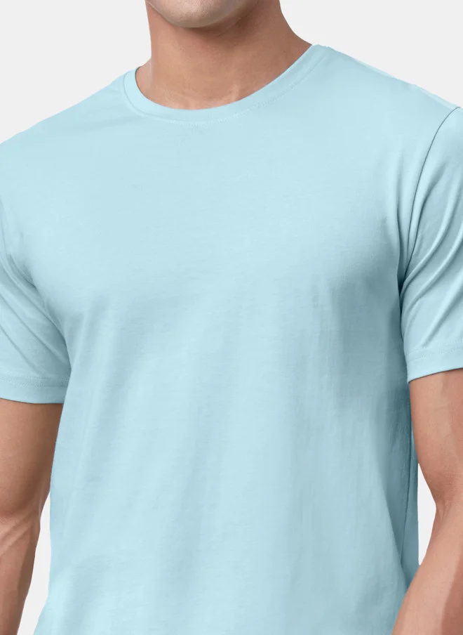 The Souled Store  The Souled Store Men's Regular Fit Solid Blue T-Shirt  | Best Price UAE