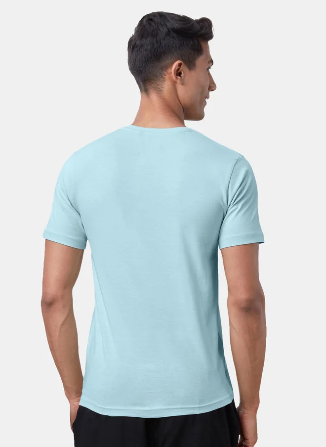The Souled Store  The Souled Store Men's Regular Fit Solid Blue T-Shirt  | Best Price UAE