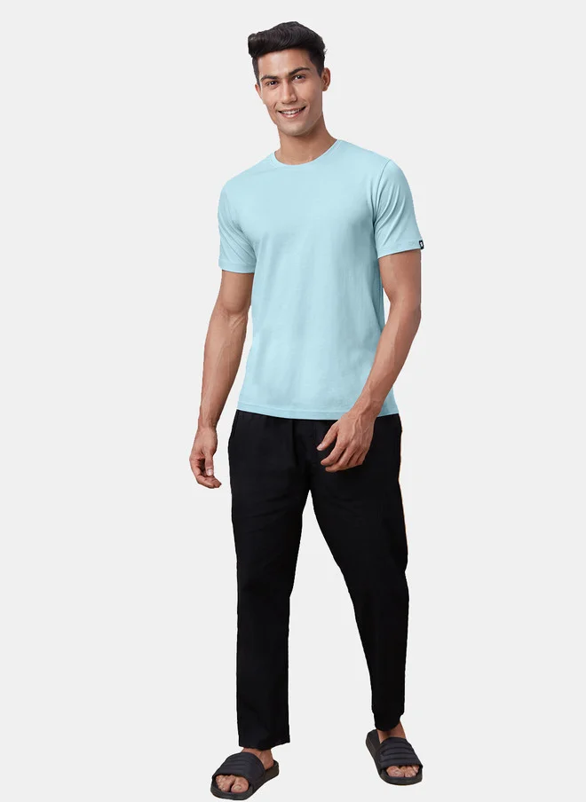 The Souled Store  The Souled Store Men's Regular Fit Solid Blue T-Shirt  | Best Price UAE
