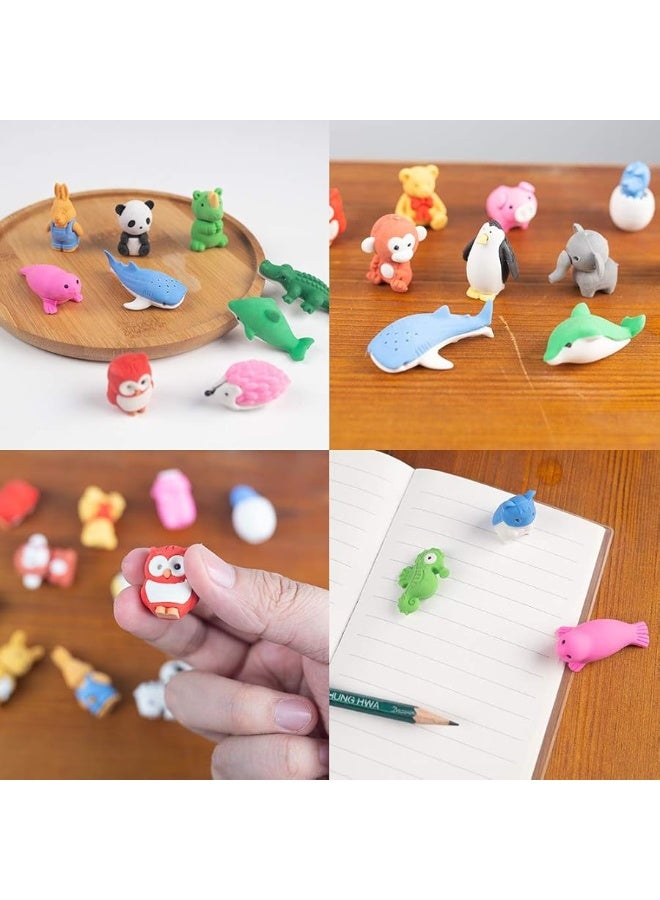3 otters 50PCS Animal Pencil Erasers, Desk Pets for Kids Classroom, Cute Erasers Back to School Supplies for Kids, Party Favors - Image 2