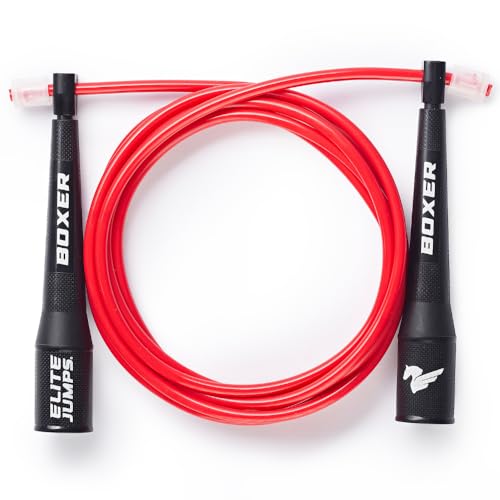 EliteSRS 10 Foot Outdoor Rated 5Mm Pvc, Boxer Jump Rope 3.0 with Smooth Action Polymer Handles and Ergonomic Slip-Resistant Dimpled Grips Red - Image 1