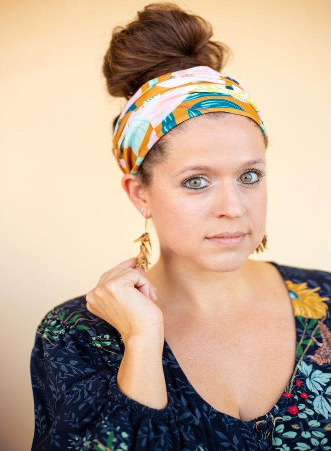 كارما طوق رأس كارما ليبس للنساء - عريض - طوق رأس من القماش ووشاح شعر مطاطي - أحمر ووردي - Image 2