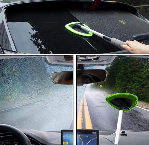 JPJCOOY Windshield Cleaning Tool - Extendable Handle Car Window Cleaner with 3 Reusable Cloth Pads, Auto Glass Wiper Kit for Interior & Exterior, Ideal for Dirty Car Windows - Image 5