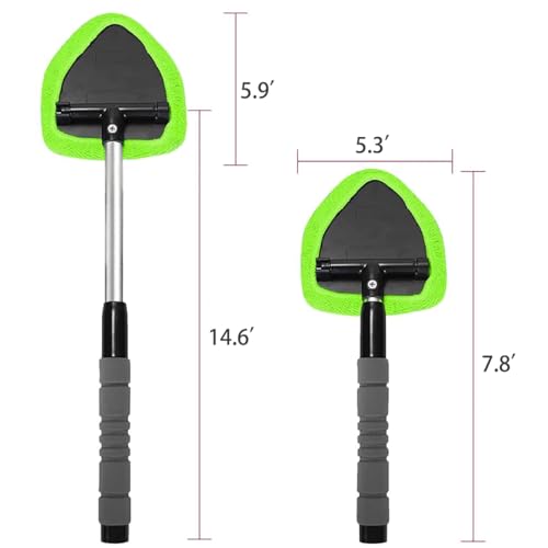 JPJCOOY Windshield Cleaning Tool - Extendable Handle Car Window Cleaner with 3 Reusable Cloth Pads, Auto Glass Wiper Kit for Interior & Exterior, Ideal for Dirty Car Windows - Image 2