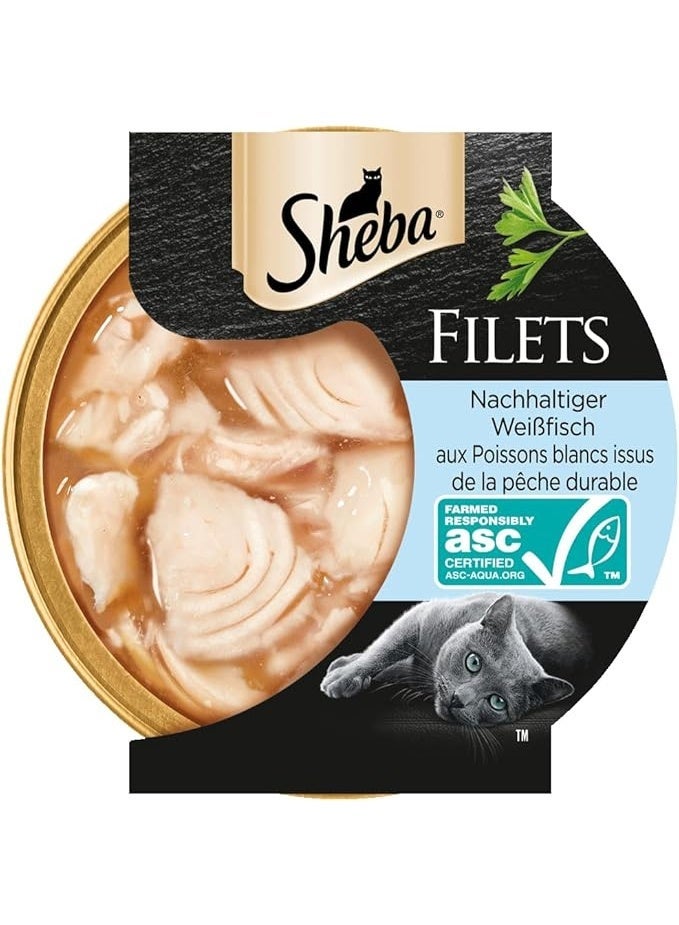 شيبا طعام القطط الرطب شيبا فيليه سمك أبيض مستدام، هذا الطعام الرطب من شيبا مصنوع للاستهلاك السلس والموثوق، غني بالمتطلبات الغذائية الضرورية للقطط، قبة 60 جرام (5/10 قطعة) - Image 2