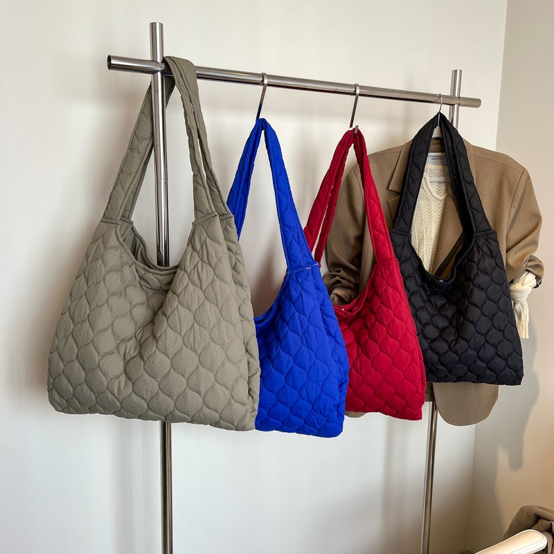 Korean Style Large Capacity Portable Tote Bag Women'S Fashion Casual All-Match Rhombic Commuter Underarm Shoulder Bag - Image 5