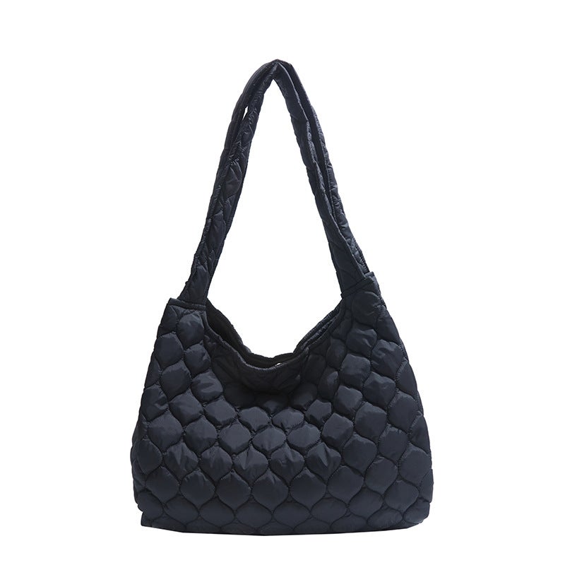 Korean Style Large Capacity Portable Tote Bag Women'S Fashion Casual All-Match Rhombic Commuter Underarm Shoulder Bag - Image 1