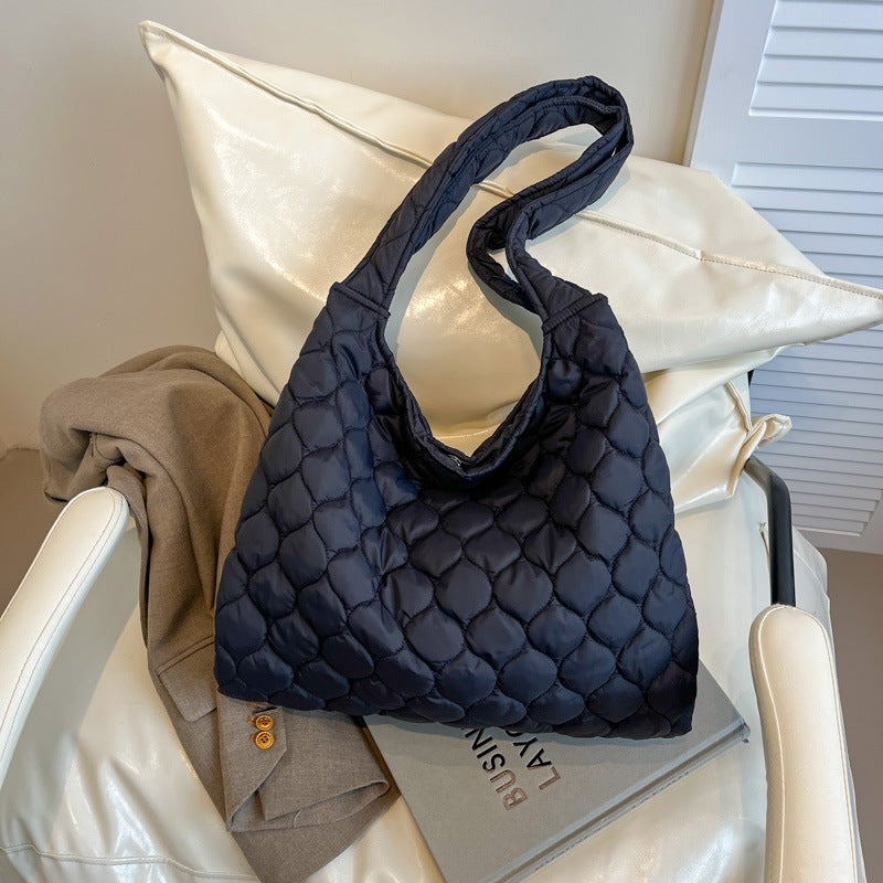 Korean Style Large Capacity Portable Tote Bag Women'S Fashion Casual All-Match Rhombic Commuter Underarm Shoulder Bag - Image 2