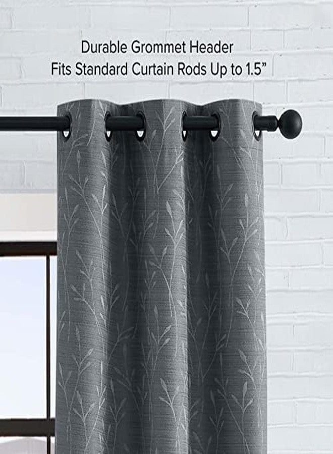 Lucky Brand Sondra Ultimate Blackout Curtains | Set of 2 Panels and 2 Tiebacks | Privacy Drapes | Premium Grommet Header, 38" x 96" Pair, Grey - Image 2