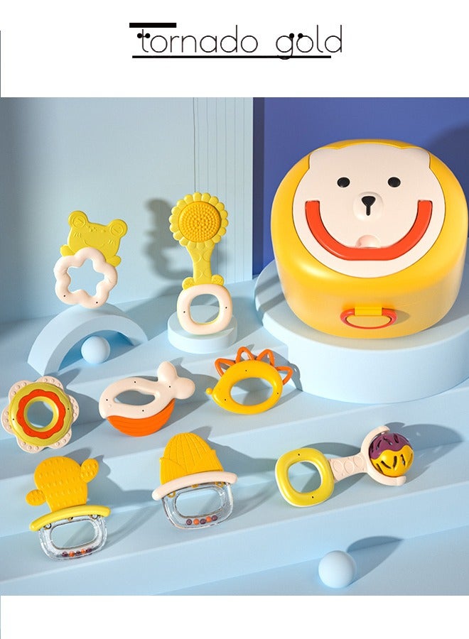 tornado gold Multi-Shaped Baby Rattle Toy Gift Box Set Chewable Soft Teether Soothing Toy Baby Early Education Grasping Set - Image 1