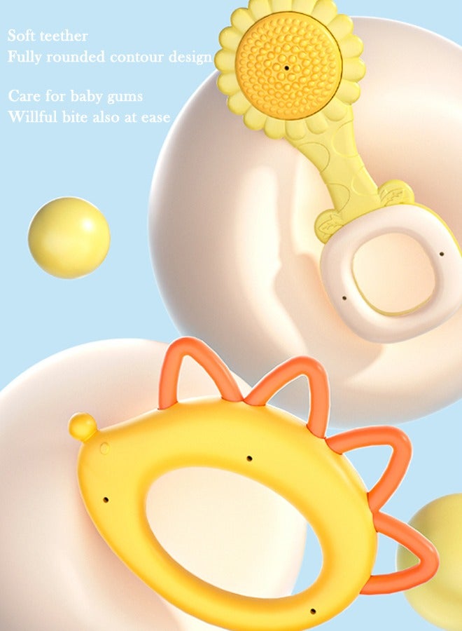 tornado gold Multi-Shaped Baby Rattle Toy Gift Box Set Chewable Soft Teether Soothing Toy Baby Early Education Grasping Set - Image 5