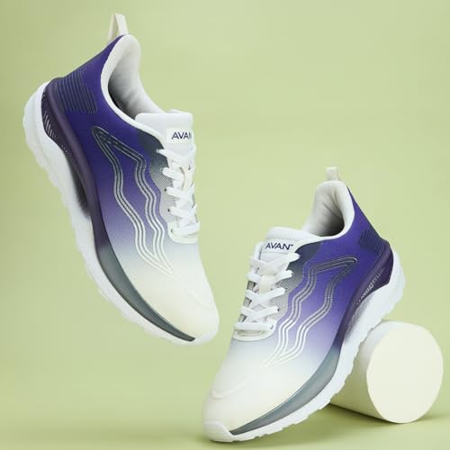 AVANT Men's Hydra Running and Training Shoes-Superior Traction,Anti Skid, Lightweight, Multi Directional Flexibility, Enhanced Cushioning, Sports Footwear (AVMSH089CL01UK10_White Blue) - Image 2