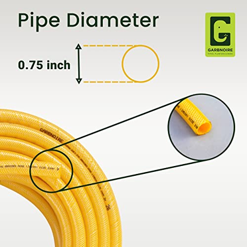 Garbnoire 0.75 Inch Heavy Duty 3 Layered Braided Water Hose Pipe | Garden Outdoors Pipes with Hose Connector (15 Meter (49.2 Feet), Yellow) - Image 5