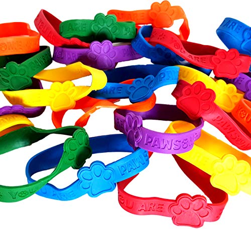 Dondor Paw Print Rubber Bracelets You are Pawsome Rubber Bracelet Party Favors YOU ARE PAWSOME 24 Pack - Image 1