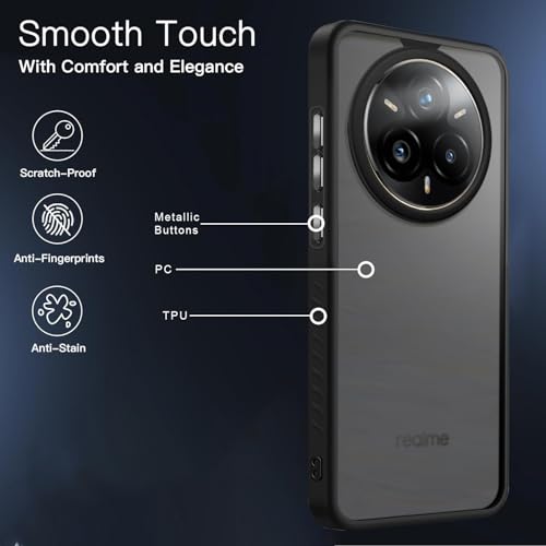 KARWAN®️ Shockproof Back Case Cover for Realme 14 Pro | Camera Protection Bump |Shockproof Back Case Cover for Realme 14 Pro - Black - Image 4
