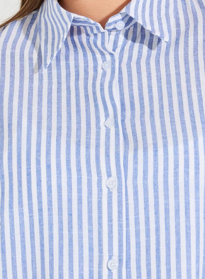 Styli Plus Size Striped Button Placket Oversized Shirt - Image 5