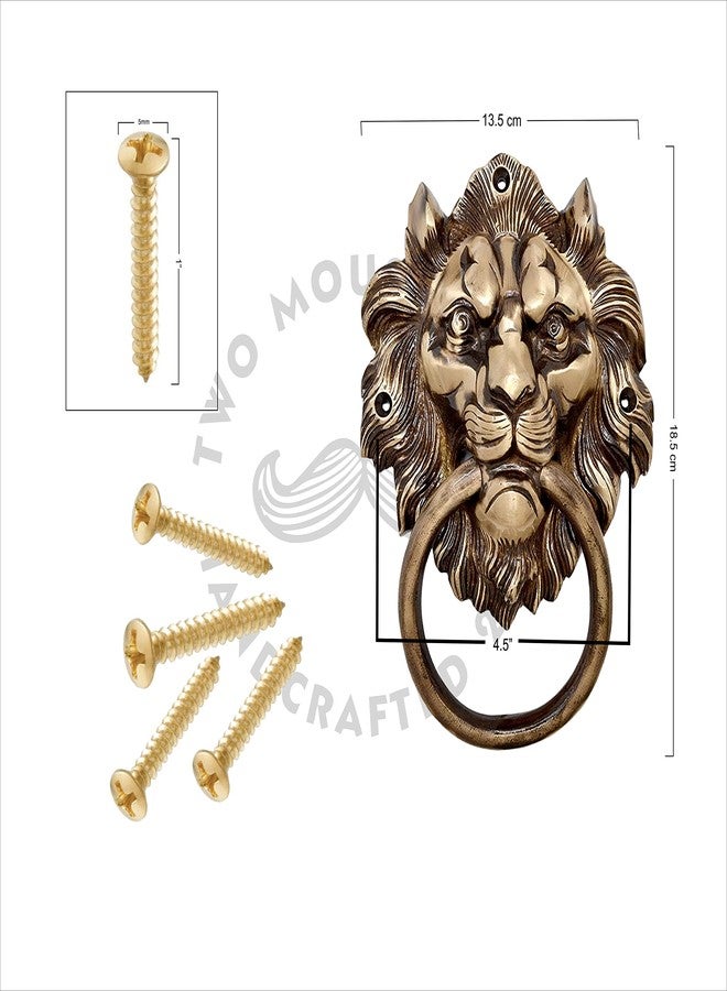 Two Moustaches Brass 7.5" Lion Mouth Door Knocker, Brass Knockers for Door, Standard, Pack of 1 - Image 5