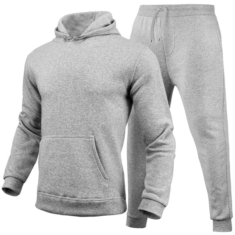 2022 Spring Autumn Winter Men'S And Women'S Casual European Code Blank Solid Color Set Fleece Loose Sweater Pants Two-Piece Set - Image 1