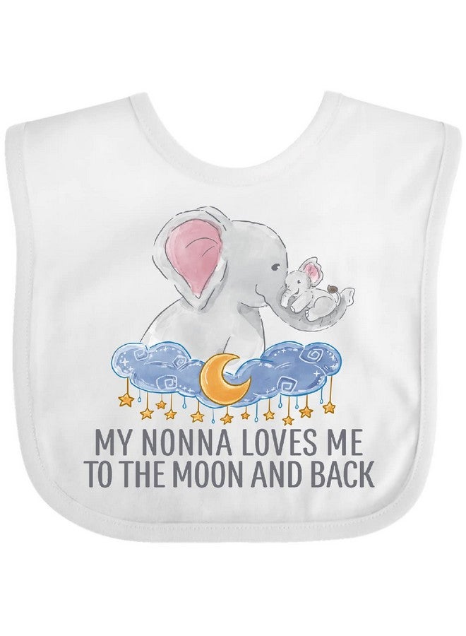 inktastic My Nonna Loves Me To the Moon and Back Elephants in Clouds Baby Bib White 41f78 - Image 1