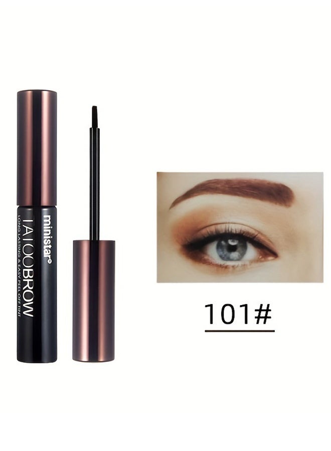 مينيستار صَبغة حواجب دائمة وسهلة التقشير، صَبغة حواجب قابلة للتقشير تستمر لمدة 3 أيام، جل حواجب غني باللويزة الملكية والألوة فيرا، مقاومة للماء ومن دون تلطيخ، صبغة قابلة للتقشير باللون البني (#101) - Image 1