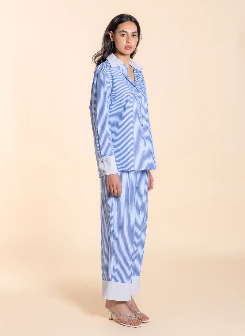SHAPES Blue STRIPED SHIRT SET for Women | Best Price UAE