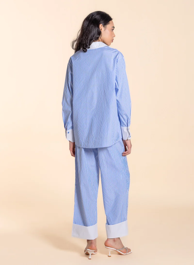 SHAPES Blue STRIPED SHIRT SET for Women | Best Price UAE