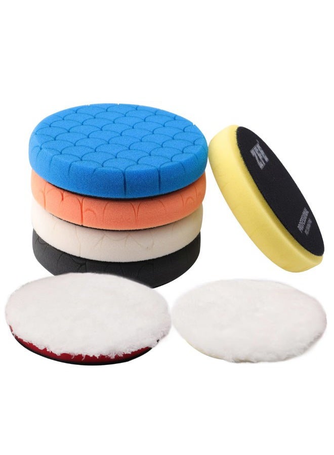 ZFE Buffing Polishing Pads, 7Pc 6.5 Inch Face for 6Inch 150mm Backing Plate Compound Buffing Sponge Pads Cutting Polishing Pad Kit for Car Buffer Polisher Compounding, Polishing and Waxing -PPTYS6SET - Image 1