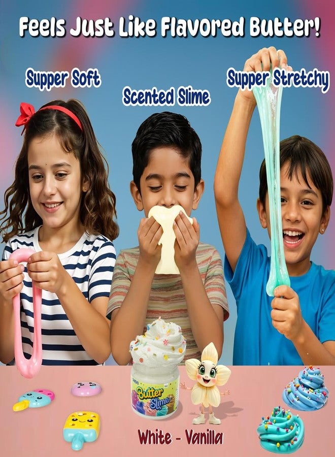 SNEKI White Vanilla Scented Butter Slime for Kids 3-10 Years | Soft & Stretchy Engaging Play Kit with Sprinkles & Candy Charms - DIY Slime, Stress-Relief Toy, Birthday Return Gift for Boys & Girls - Image 2