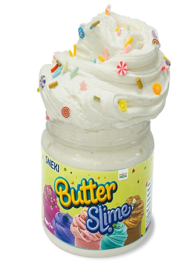 SNEKI White Vanilla Scented Butter Slime for Kids 3-10 Years | Soft & Stretchy Engaging Play Kit with Sprinkles & Candy Charms - DIY Slime, Stress-Relief Toy, Birthday Return Gift for Boys & Girls - Image 1