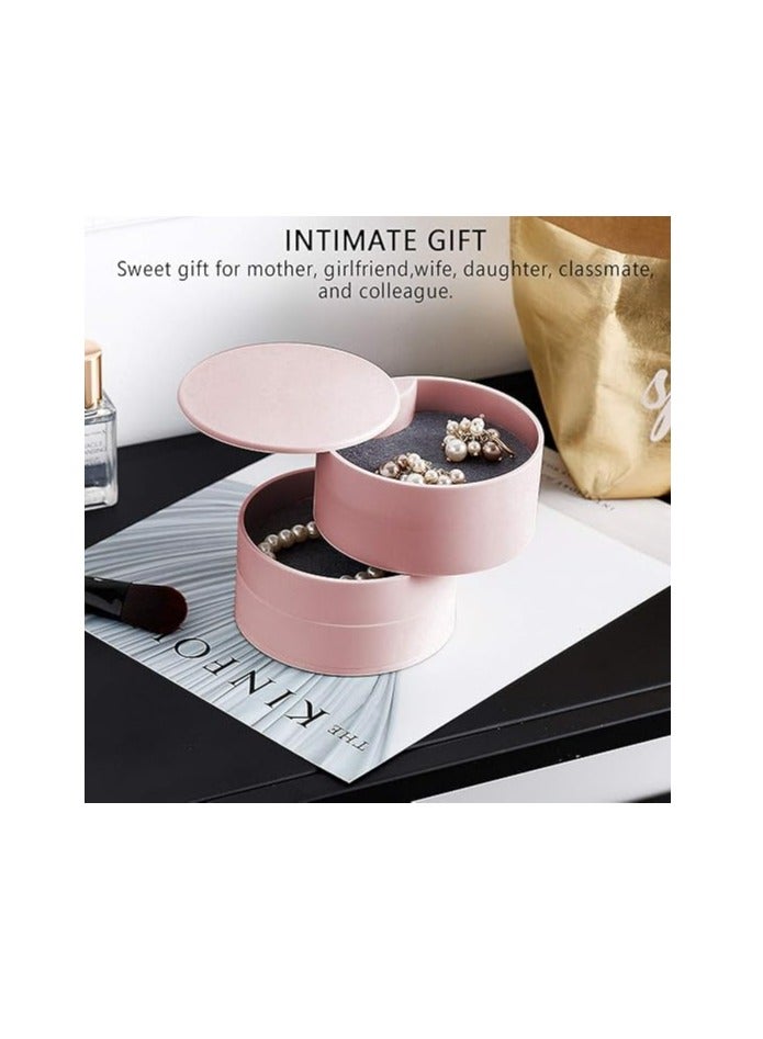 إسكدنيا مصنع صغير للمجوهرات للنساء، صندوق تنظيم الخواتم مع صداع الأقراط الذي يدور، حاوية السفر 4-طبقة مع قفل للسلسلات والخواتم (وردي) - Image 4