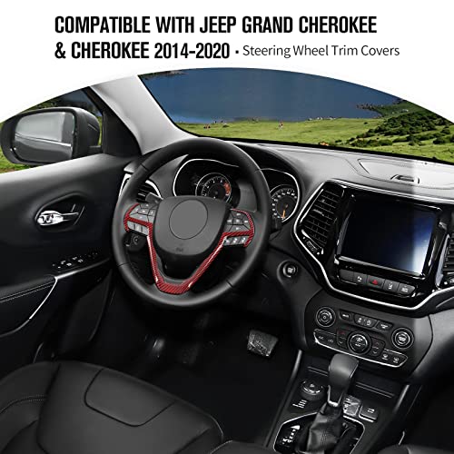 JeCar Steering Wheel Trim Cover Interior Decoration Trim Kit for 20142020 Jeep Grand Cherokee Jeep Cherokee Red Carbon Fiber - Image 3