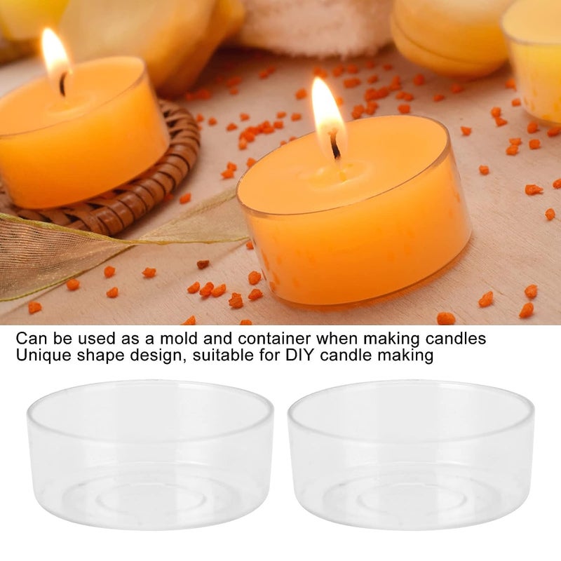 Urban Moon Acrylic Round Shaped Tealight Cups, Polycarbonate Pre-Waxed Empty Tealight Containers/Mould for DIY Candle Making (50) - Image 3