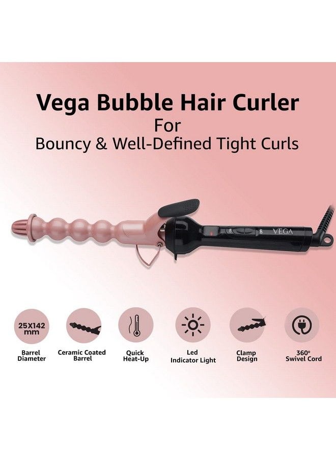Vega Bubble Hair Curler For Women With Ceramic Coated Barrel & Quick Heat Up Vhch07 Black  - Image 3