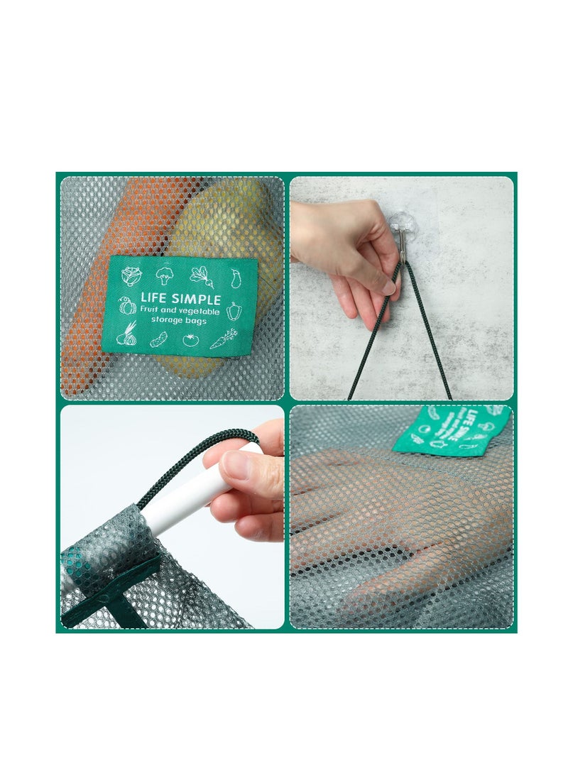 KASTWAVE Hanging Mesh Storage Bags, Large and Long Net Storage Tote Bags for Fruit and Vegetable Reusable and breathable Hanging Wall Type Polyester Storage Bags Vegetables and Kitchen Sundries (2Pcs)  - Image 3