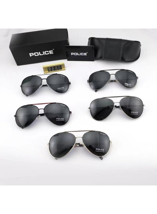 POLICE New High Quality Men's Polarized Sunglasses Protects You from UV Rays Metal High-end Sunglasses Black Frame Black Gold  - Image 3
